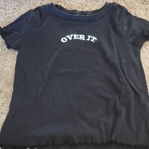 Black Kids T-Shirt with 'Over It' Print